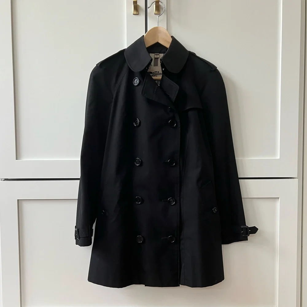 Black Burberry Trench • full check interior lining • removable belt - Size US 2 - Picture 4 of 16